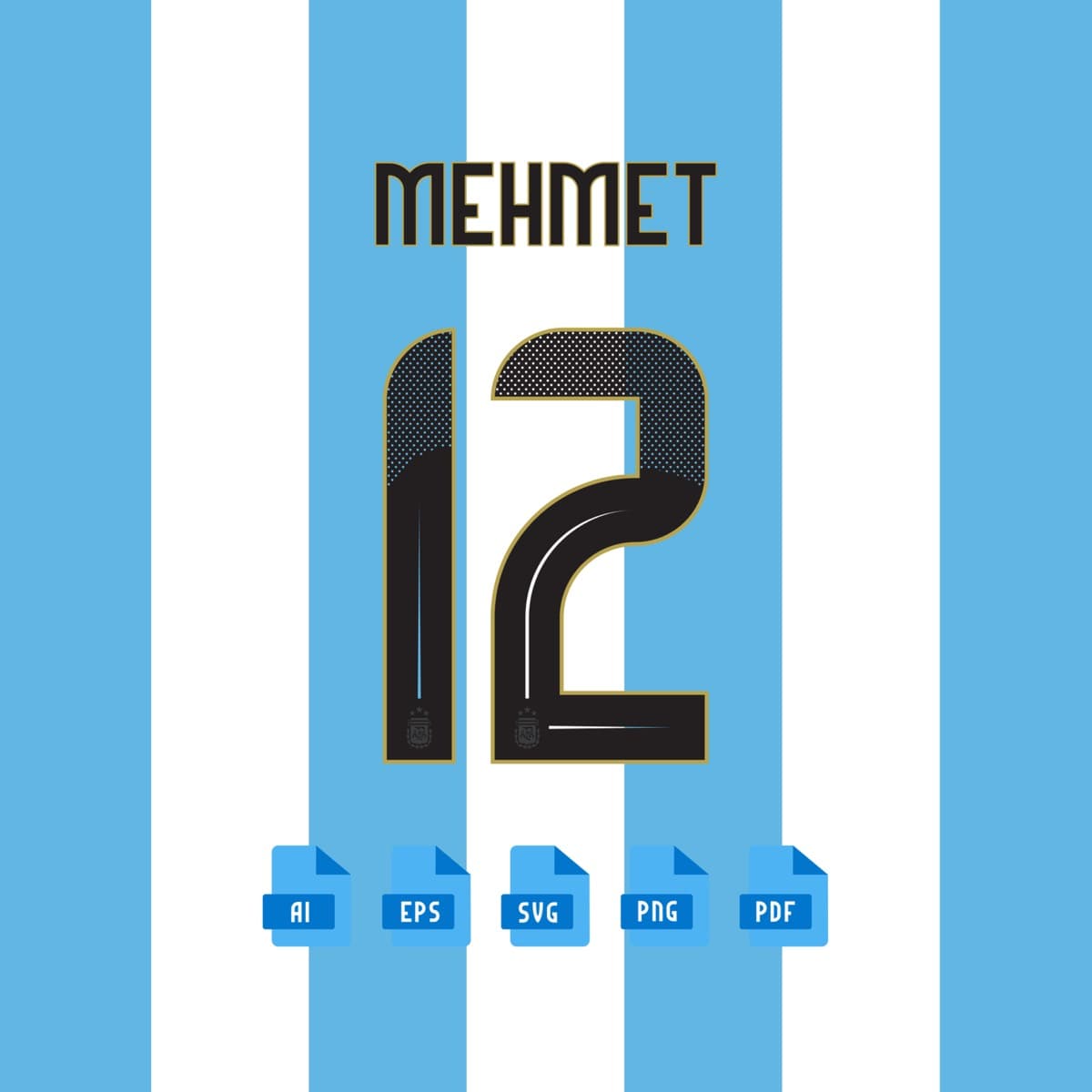 Argentina 2024 jersey font — letters and numbers specimen 2