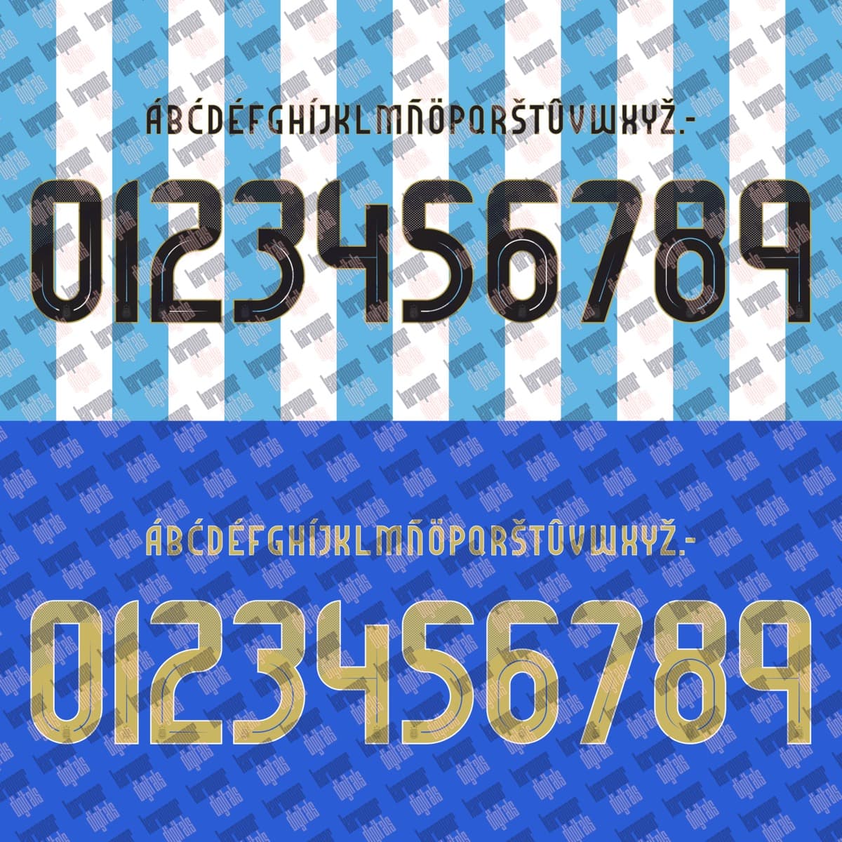 Argentina 2024 jersey font — alphabet and numerals sample 4