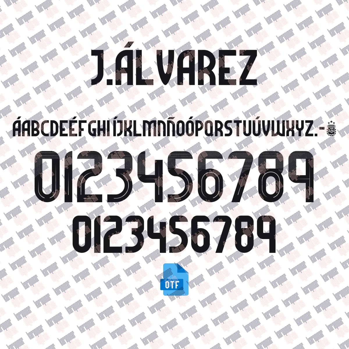 Argentina 2024 jersey font — font character set preview 5