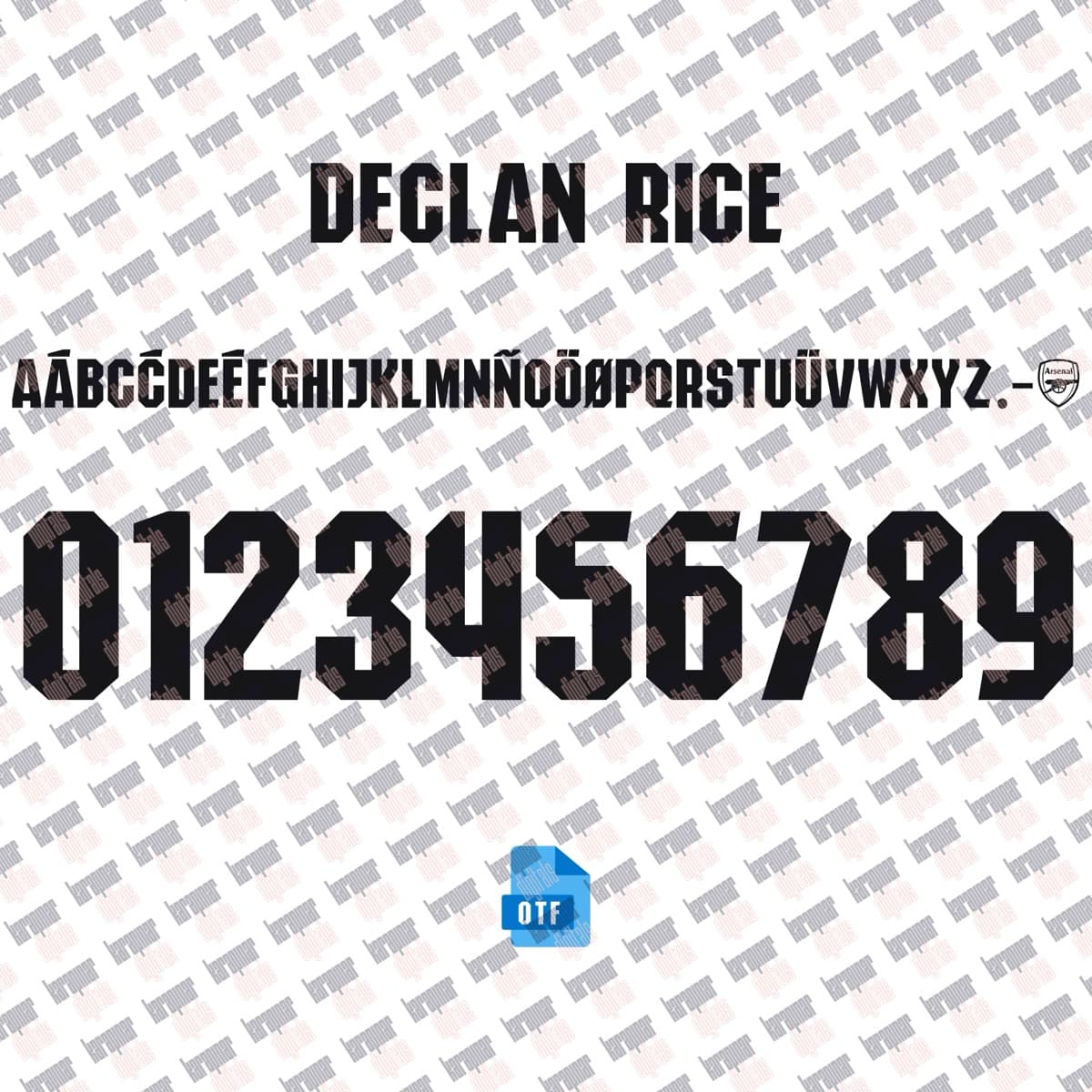Arsenal 2025 jersey font — font character set preview 5