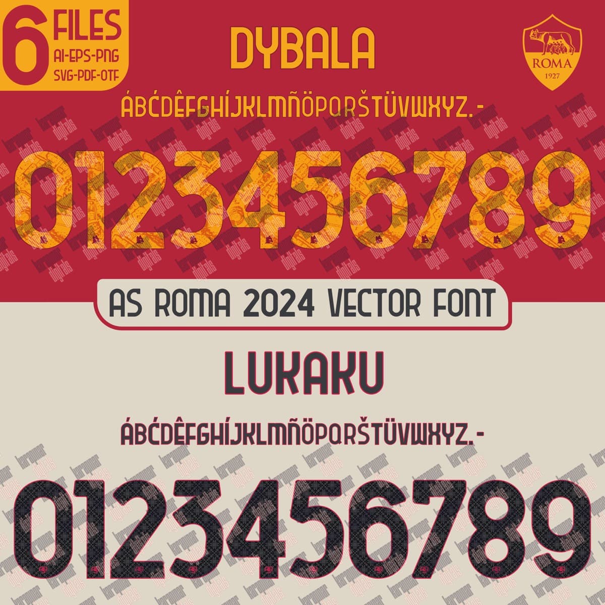 AS Roma 2024 jersey font — typeface detail view 3