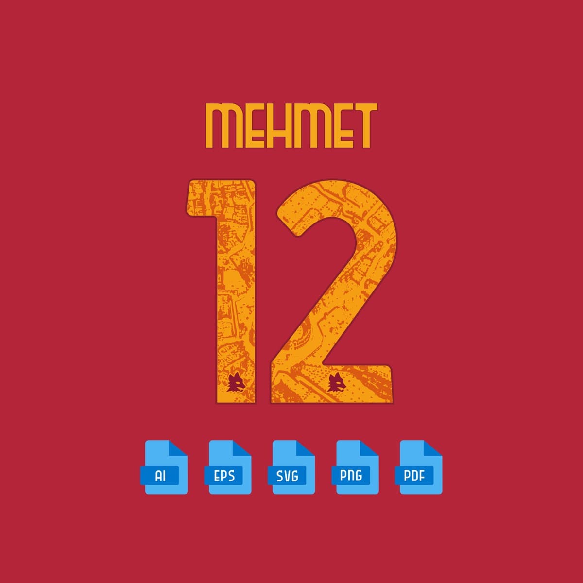 AS Roma 2024 jersey font — alphabet and numerals sample 4