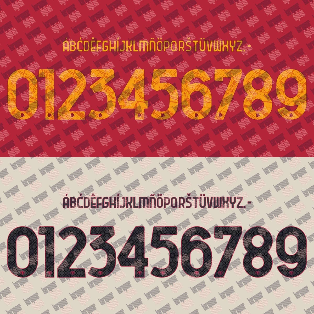 AS Roma 2024 jersey font — letters and numbers specimen 6