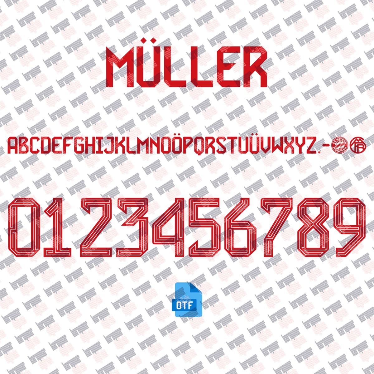 Bayern München 2024 jersey font — letters and numbers specimen 6