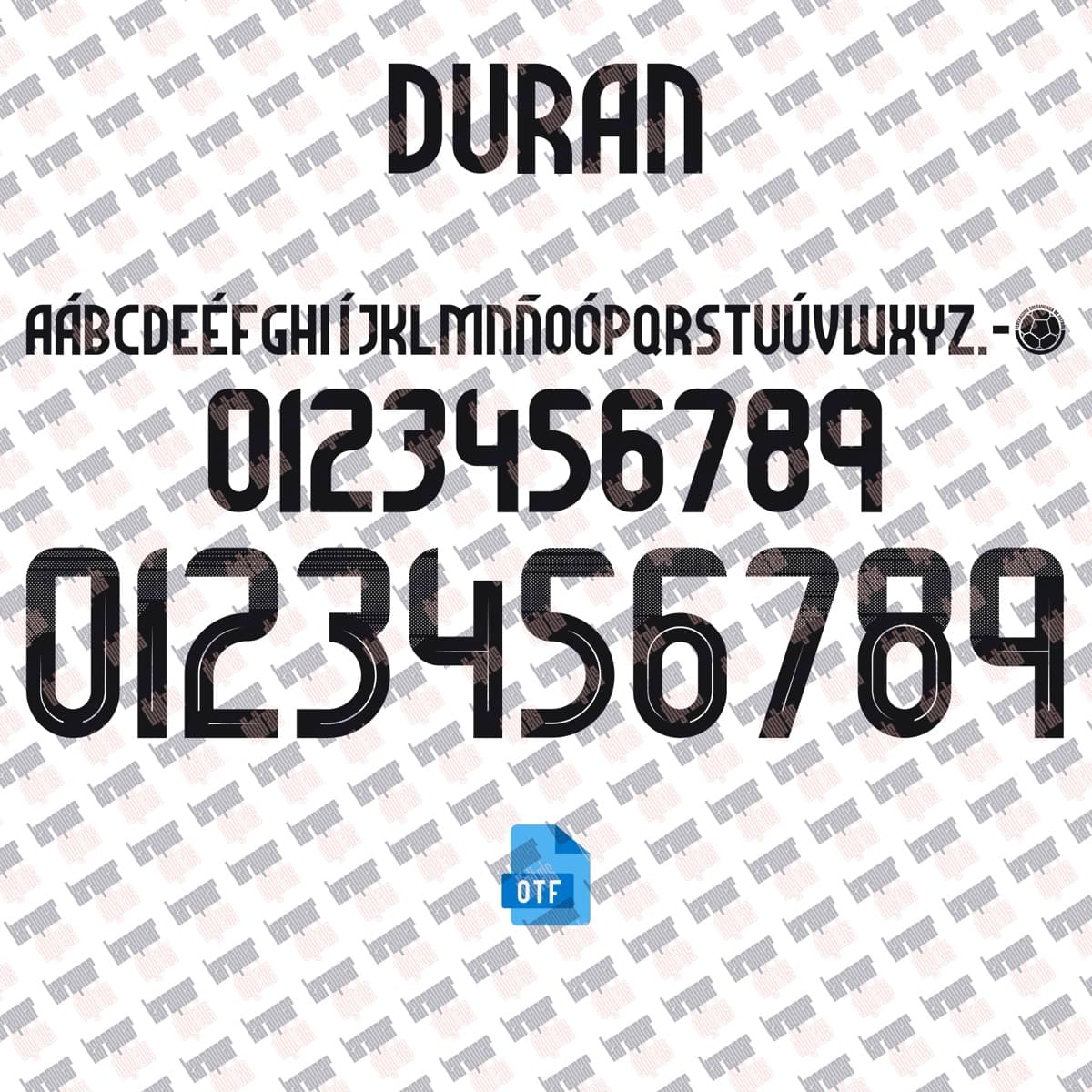 Colombia 2024 jersey font — font character set preview 5