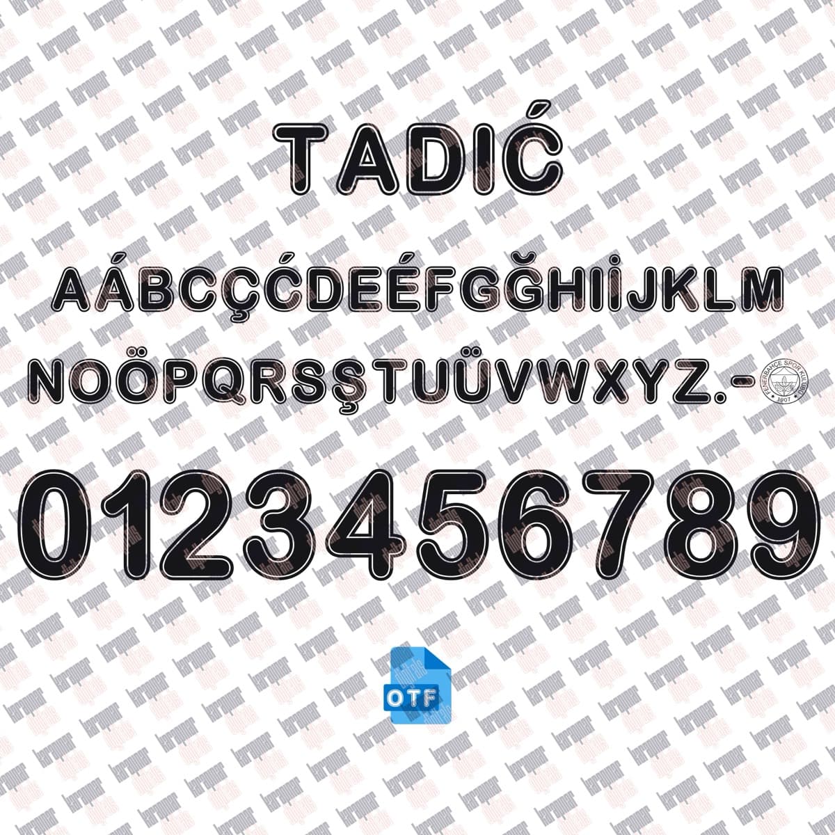 Fenerbahçe 2025 jersey font — letters and numbers specimen 6