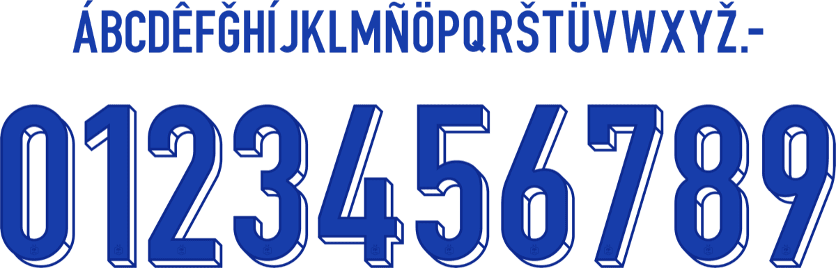 France EURO 2024 jersey font — letters and numbers specimen 2