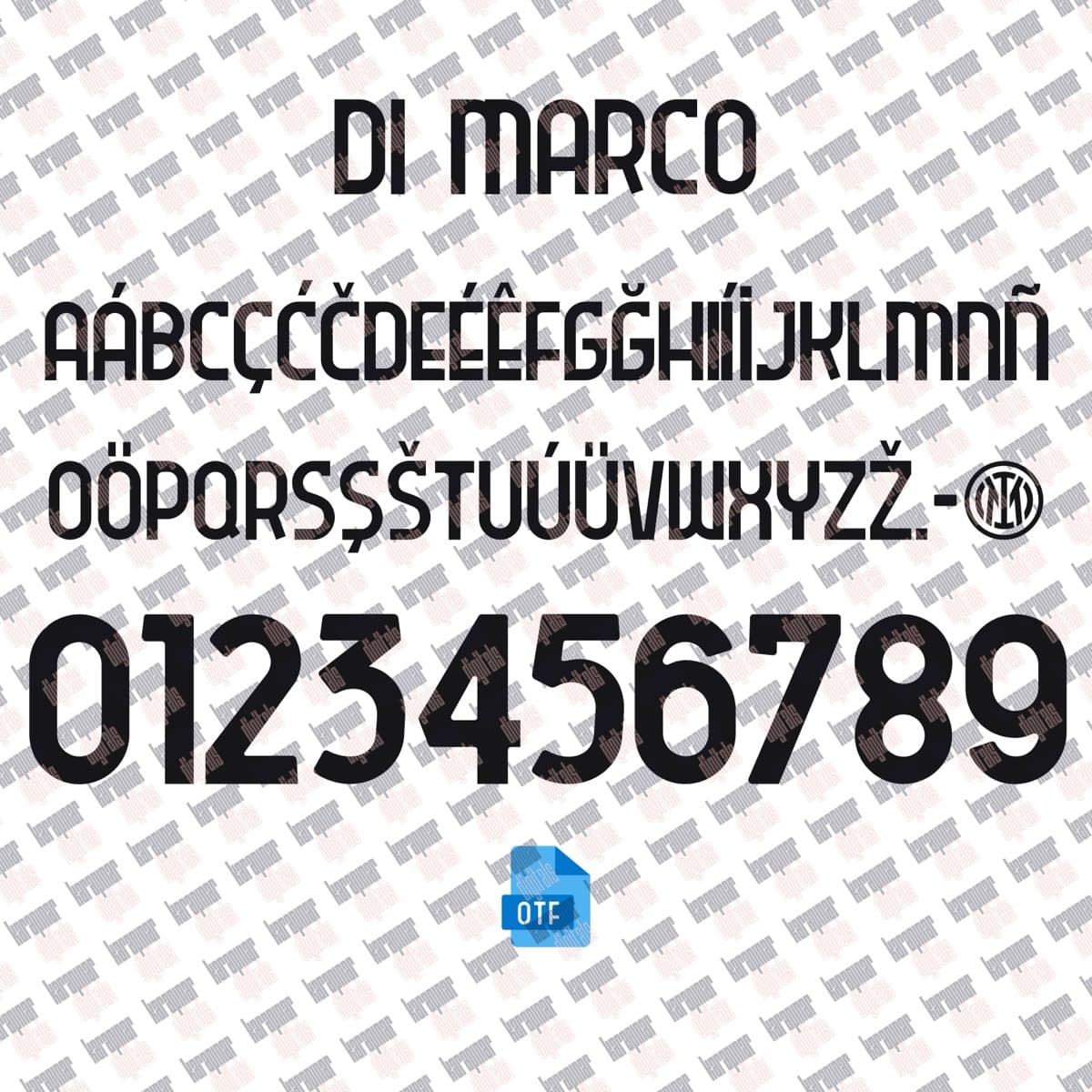 Inter 2025 jersey font — letters and numbers specimen 6