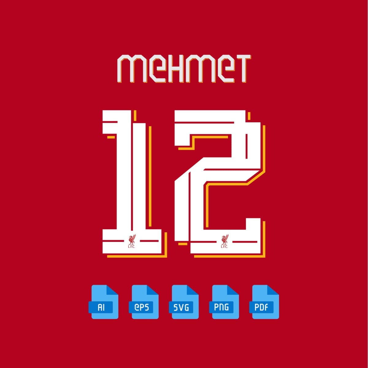 Liverpool UCL 2024 jersey font — letters and numbers specimen 2