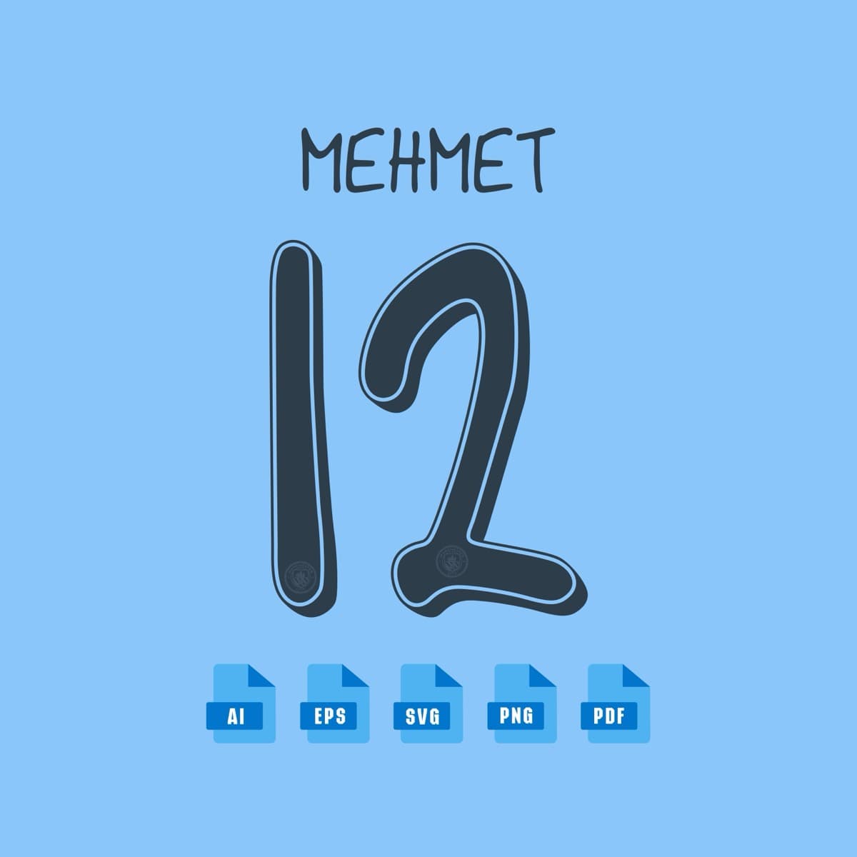 Manchester City 2025 jersey font — letters and numbers specimen 2