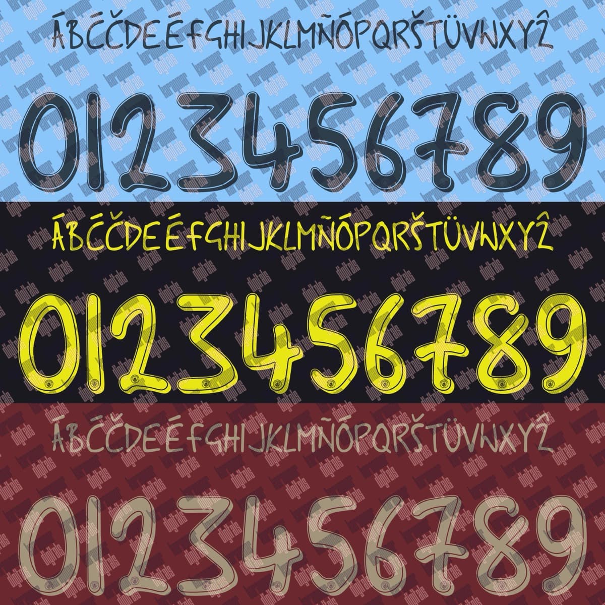 Manchester City 2025 jersey font — font character set preview 5