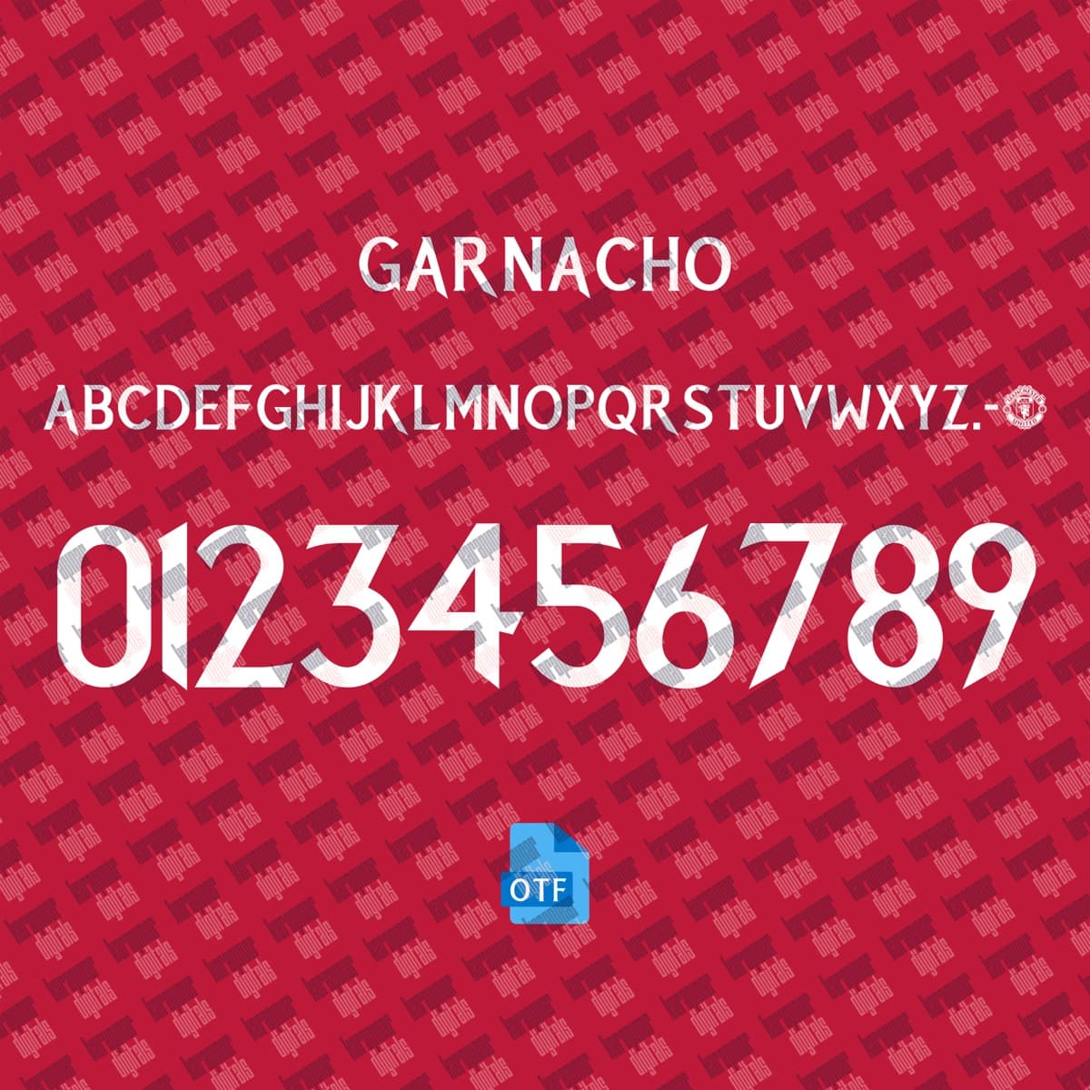 Manchester United 2024 jersey font — letters and numbers specimen 6