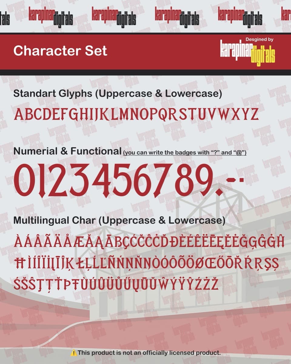 Manchester United 2026 jersey font — letters and numbers specimen 2