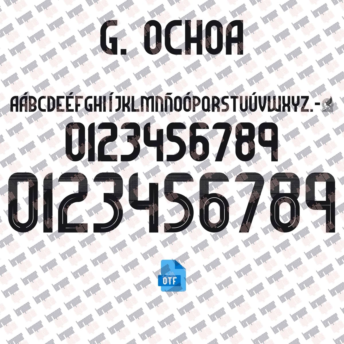 Mexico 2024 jersey font — font character set preview 5