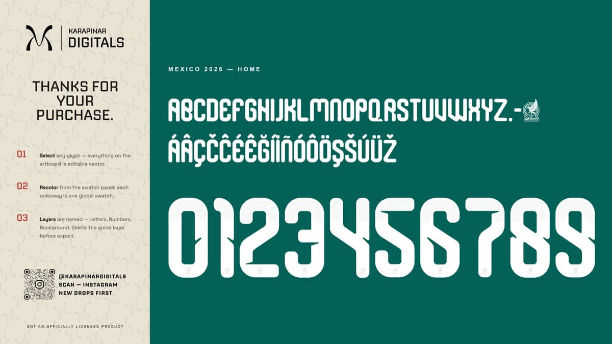 Mexico 2026 jersey font — typeface detail view 3