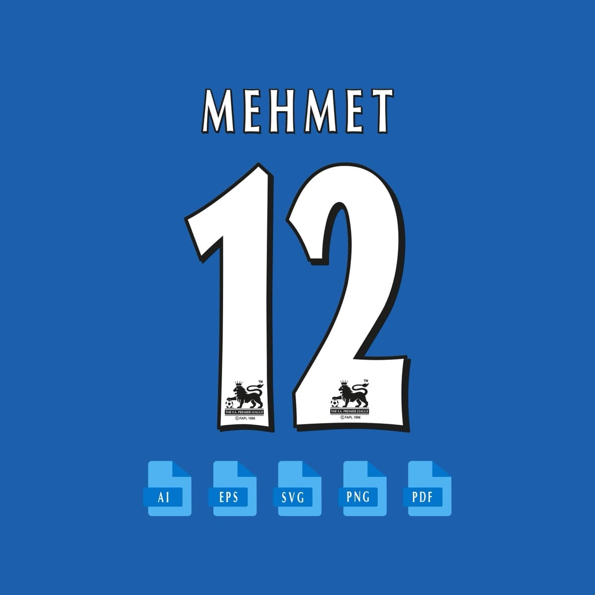 Premier League 1996–2007 jersey font — letters and numbers specimen 2