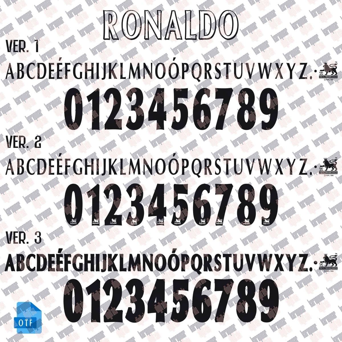 Premier League 1996–2007 jersey font — typeface detail view 7