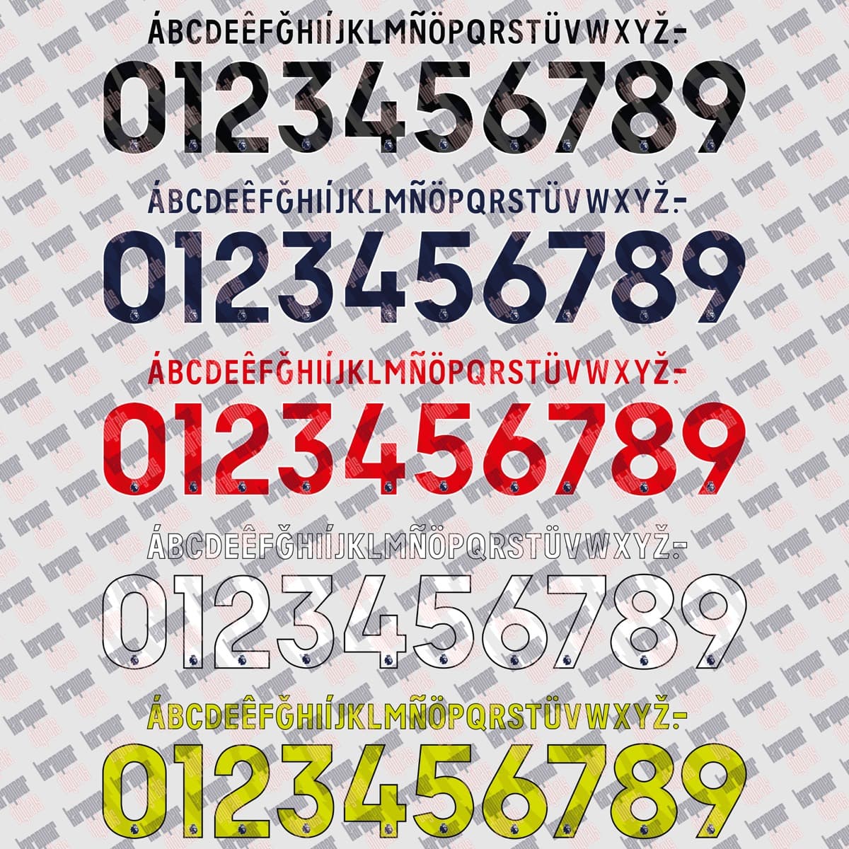 Premier League 2024 jersey font — typeface detail view 3