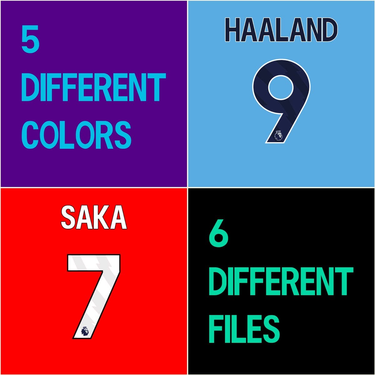 Premier League 2024 jersey font — letters and numbers specimen 6