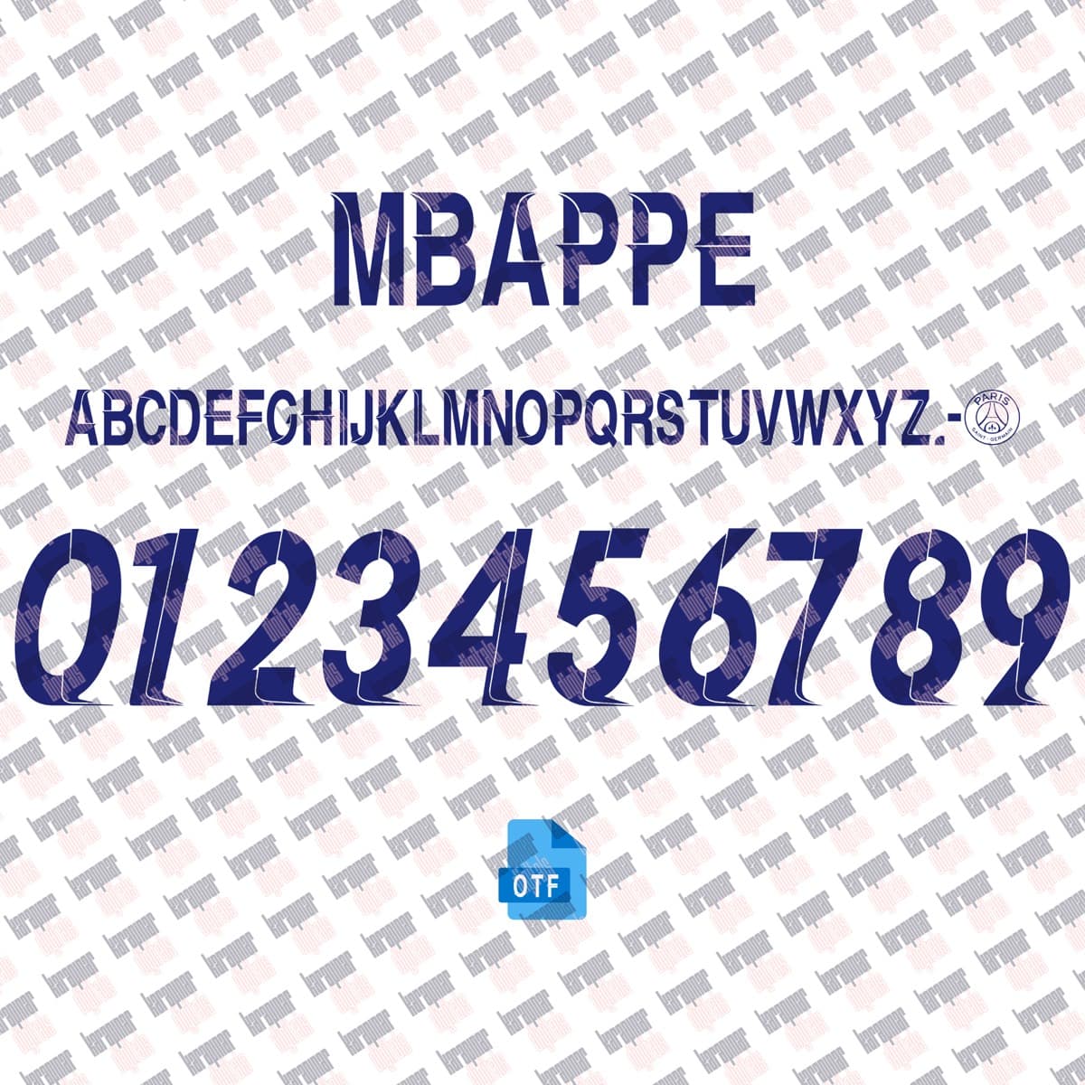 PSG UCL 2024 jersey font — letters and numbers specimen 6