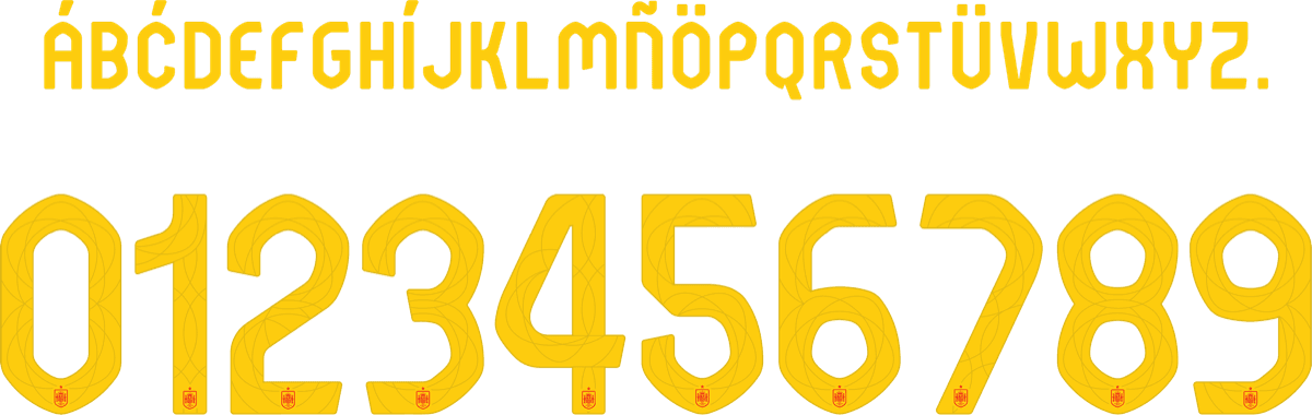 Spain EURO 2024 football jersey font for Spain National Team — vector letters and numbers preview