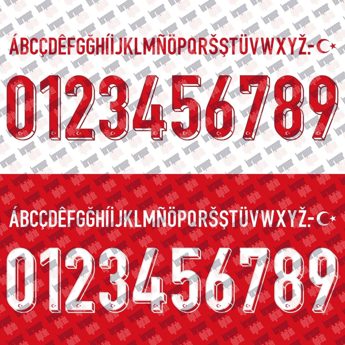 Türkiye EURO 2024 jersey font — alphabet and numerals sample 4