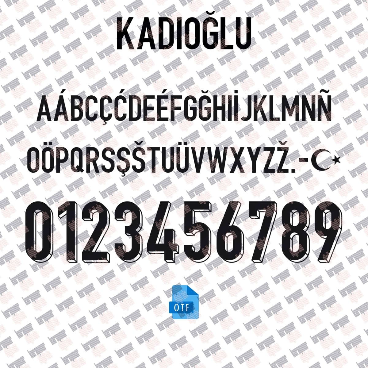 Türkiye EURO 2024 jersey font — font character set preview 5