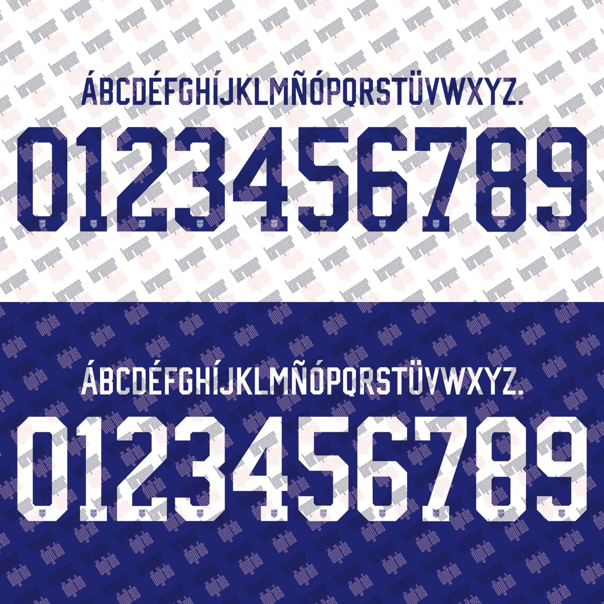 USA 2022 jersey font — alphabet and numerals sample 4