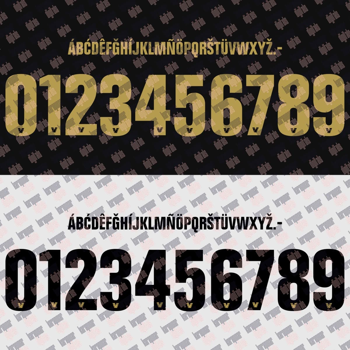 Venezia FC 2024 jersey font — alphabet and numerals sample 4
